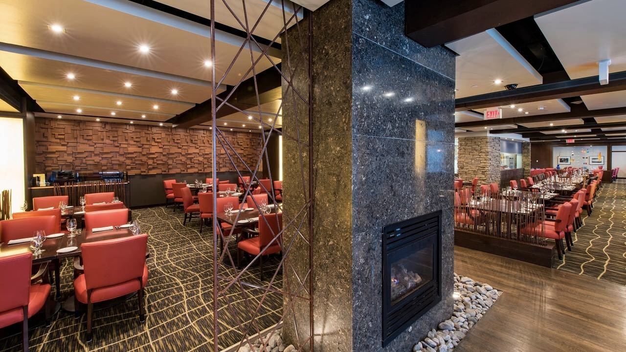 St Germain’s Steakhouse seating and fireplace